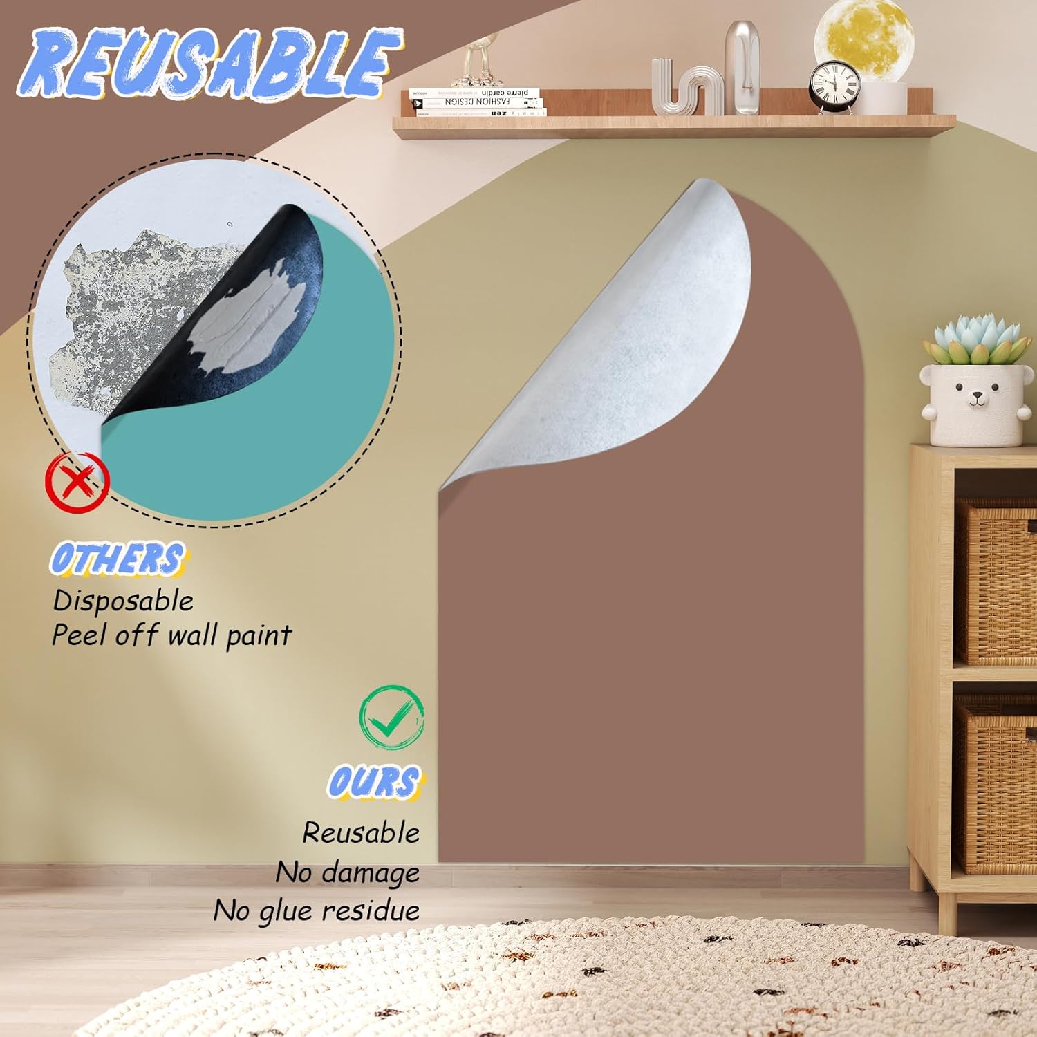 Removable Magnetic Chalkboard 24"x40" Wall Decal, Reusable Chalk Board with Damage-Free Adhesive, Strong Magnet, Wet-Erase & Easy to Install, Perfect for Playroom, Classroom Coffee