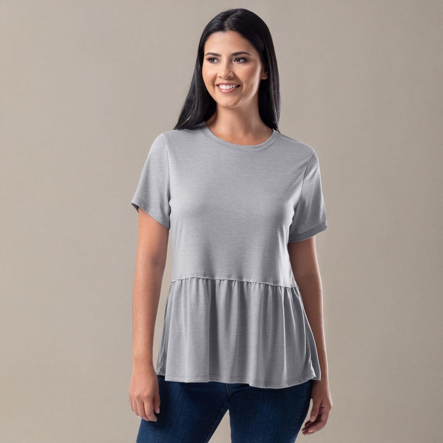 Wright's Women's Jersey Knit Short Sleeve Peplum Top - Image 7
