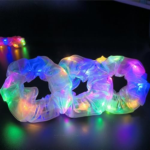 Miniatura 4 de 4 coleteros iluminados para el cabello, accesorios para el cabello con luces LED de neón para mujeres y niñas, suministros de fiesta que brillan en