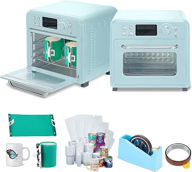 Sublimation Oven for Bulk Printing, 1400W with Silicone Clip & Heat Shrink Film & High Temperature Tape & Base Cutter, Ideal for Mugs Tumblers Cups
