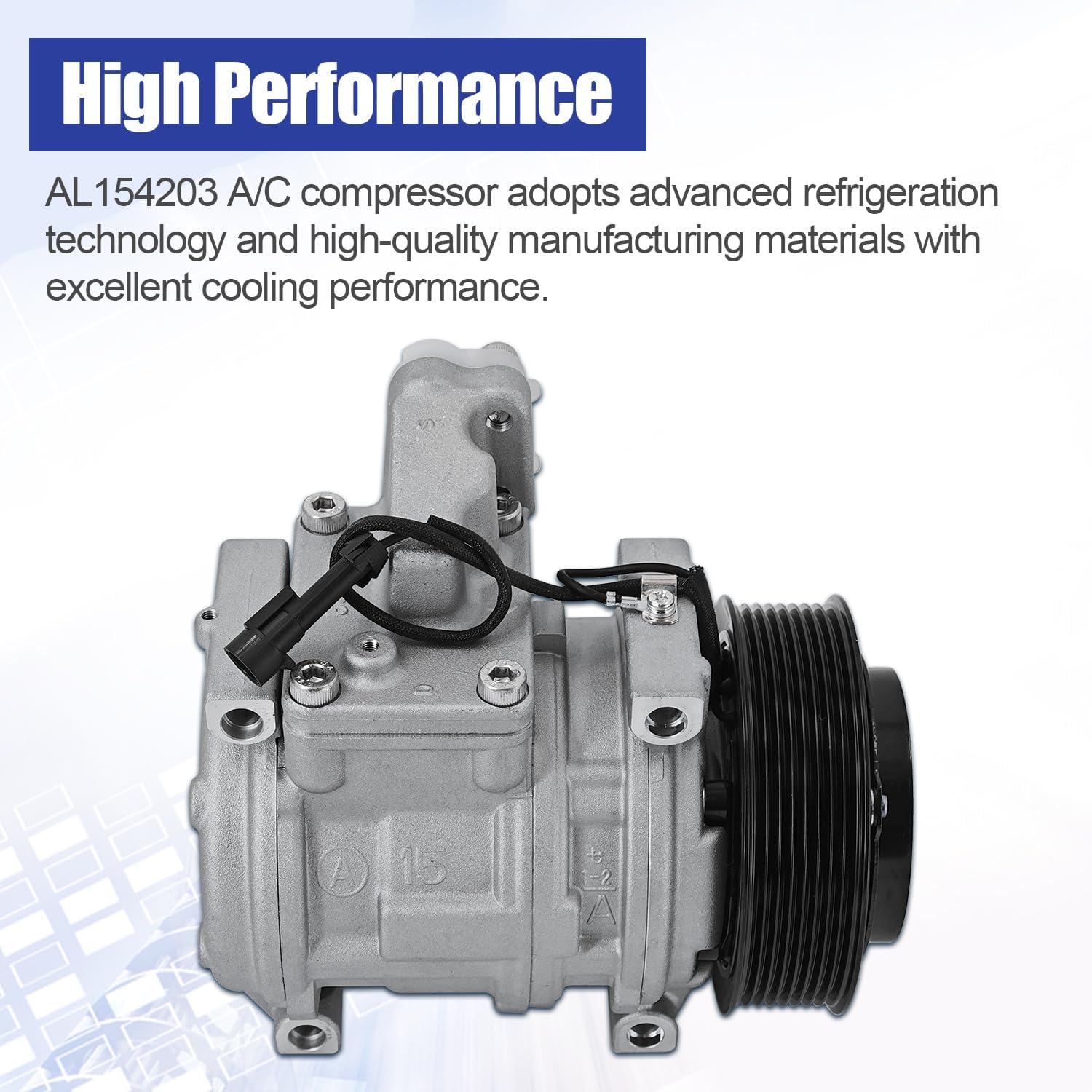 AL176857 AC Compressor 12V 8-Groove Fits for John Deere 323D 333D 4630 6215 6215 4630 6210 6400 7220 Replace AL155836 10PA15C