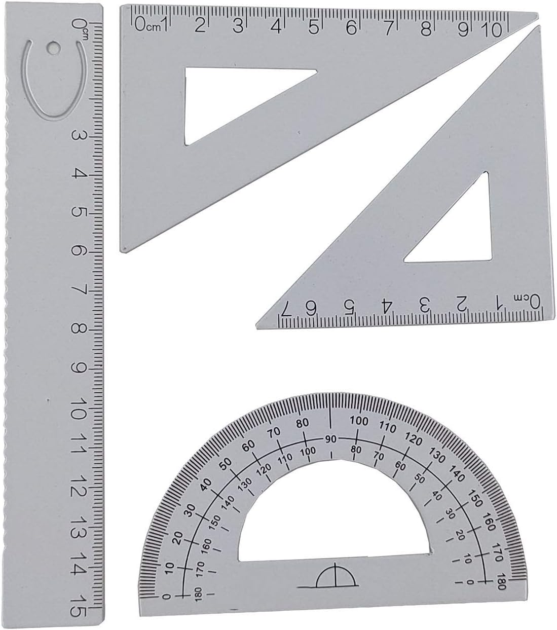 Accod Aluminum Alloy Ruler Set Math Geometry Tool Measuring Ruler Maths Ruler Set for Student Teacher Cartographer and Measuring 4 in One. (White)