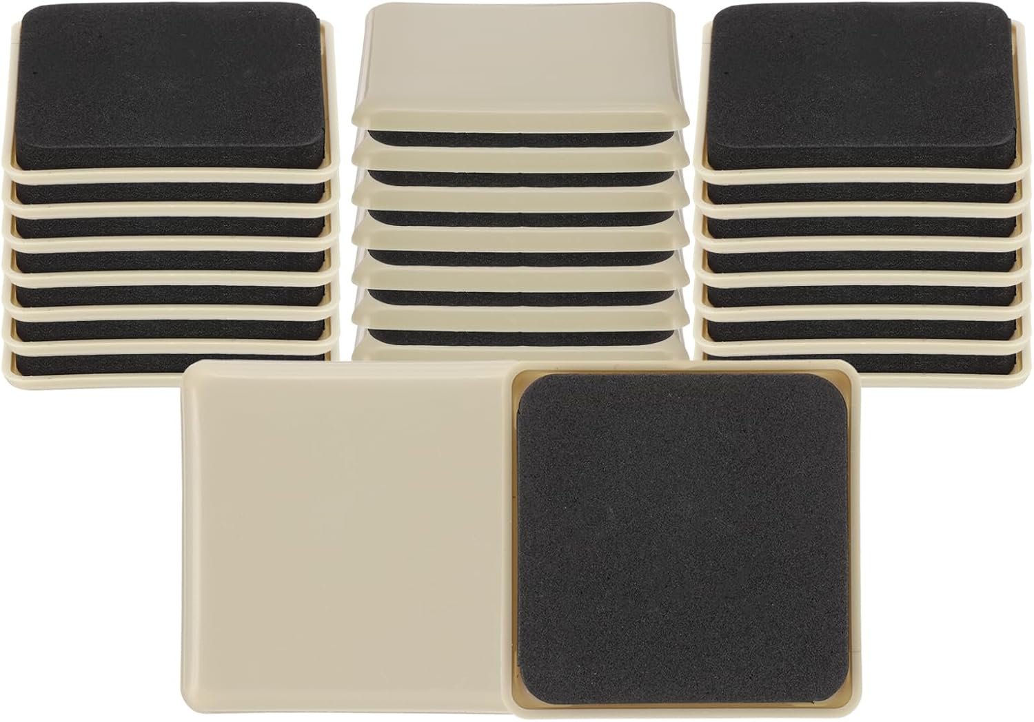 Generic 2.5''x2.5'' Furniture Sliders, 24 Pcs Square Reusable Moving Furniture Slider Pad Protectors for Carpet Heavy Furniture Mover Floor Protectors Surface Protection Table Desk, Khaki