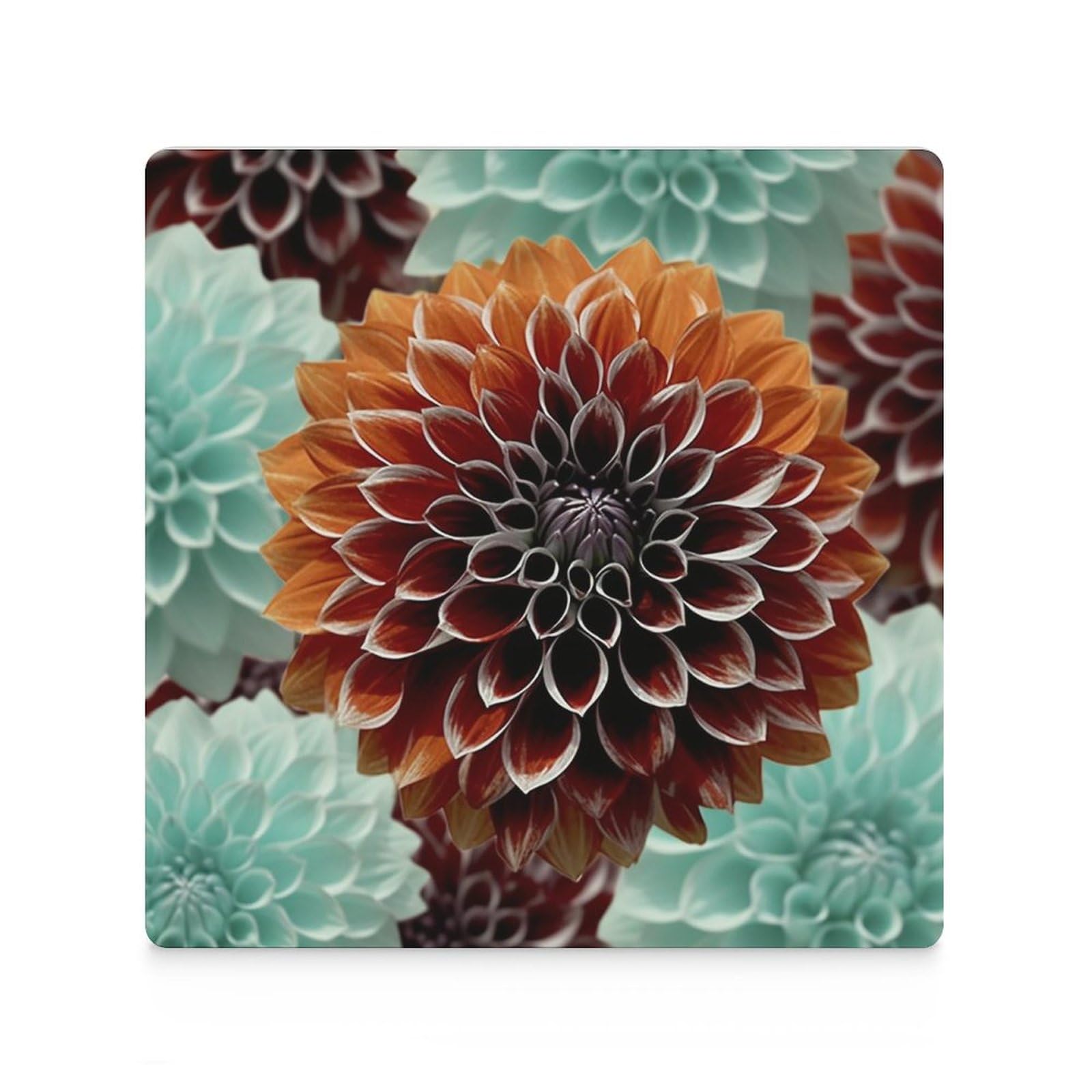 Posavasos para decoración de mesa, juego de 6 posavasos para mesa de café, reutilizables, con estampado de flores de dalia, para mesa de comedor y sala de estar