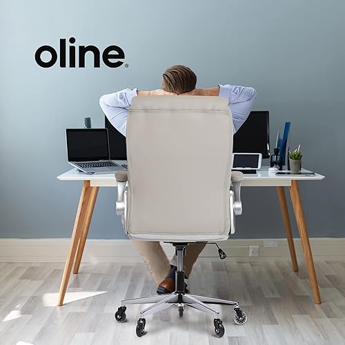 Miniatura 6 de Oline Silla de oficina ejecutiva ergonómica  Silla de escritorio de piel sintética con reposabrazos ajustables, soporte lumbar 3D y ruedas de
