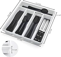 Vista 3 de E-far Juego de cubiertos negros de 24 piezas con cuchillos para carne y bandeja organizadora, cubiertos de acero inoxidable para 4, utensilios