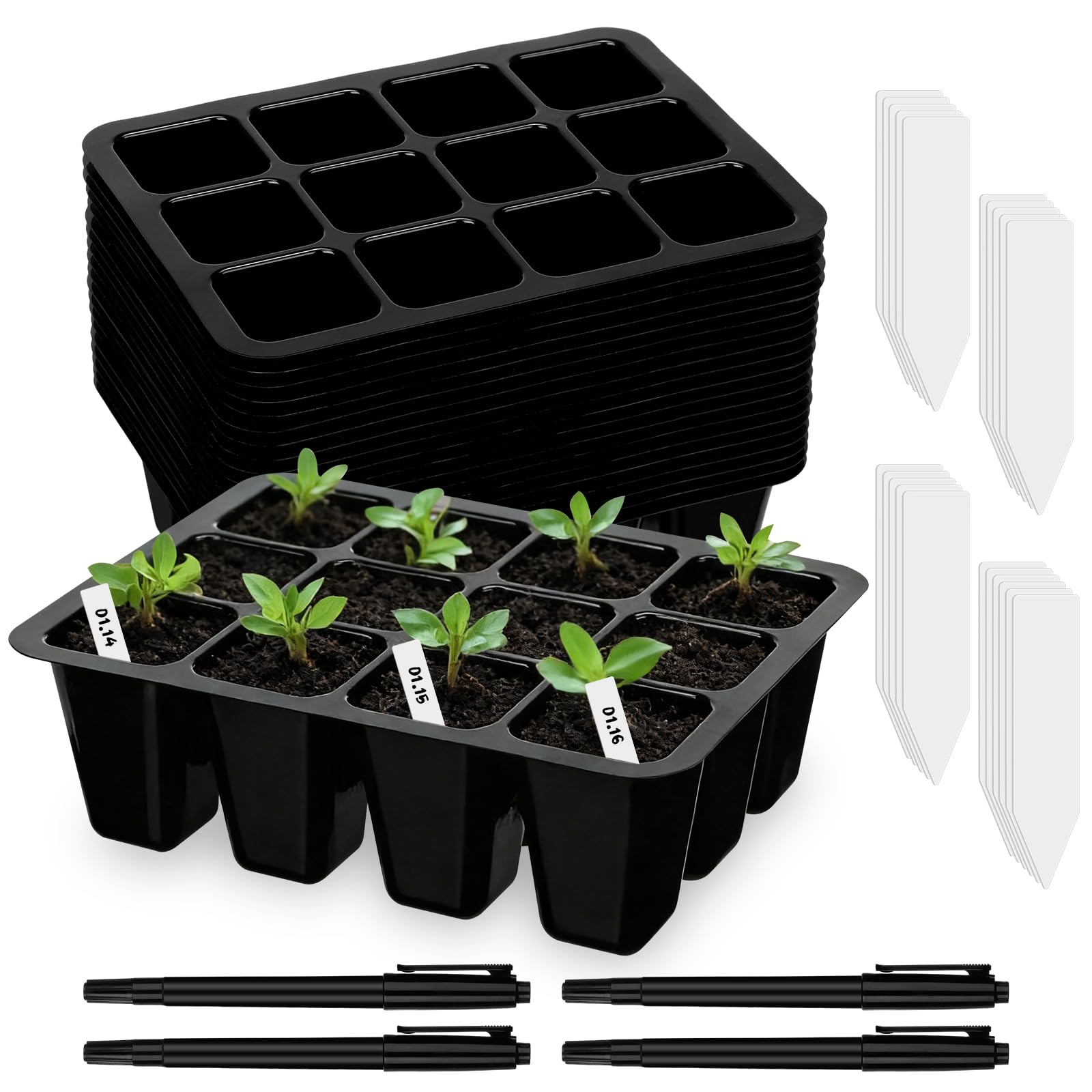 Aoesuny Black 20 Pcs Seed Trays For Seedlings, 240 Cells Seed Starter Trays