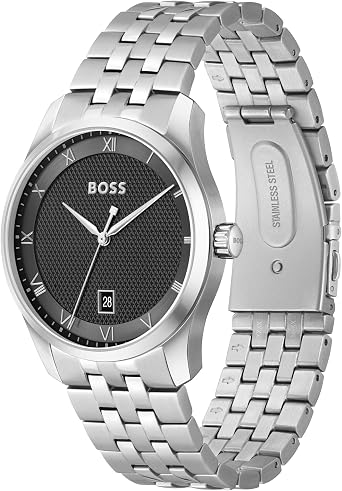 BOSS Analogue Quartz Watch for Men Principle Collection with Leather or Stainless Steel Strap, Available in Black, Brown, Blue, Green and Grey