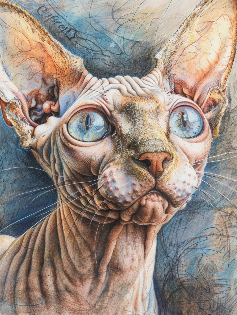 Rkflgew B 14Ct Cross-Stitch Counted Kits Cute Hairless Cat Cross Stitch Starter Kit For Adults Diy Needlepoint Kits Embroidery Patterns 40X50cm