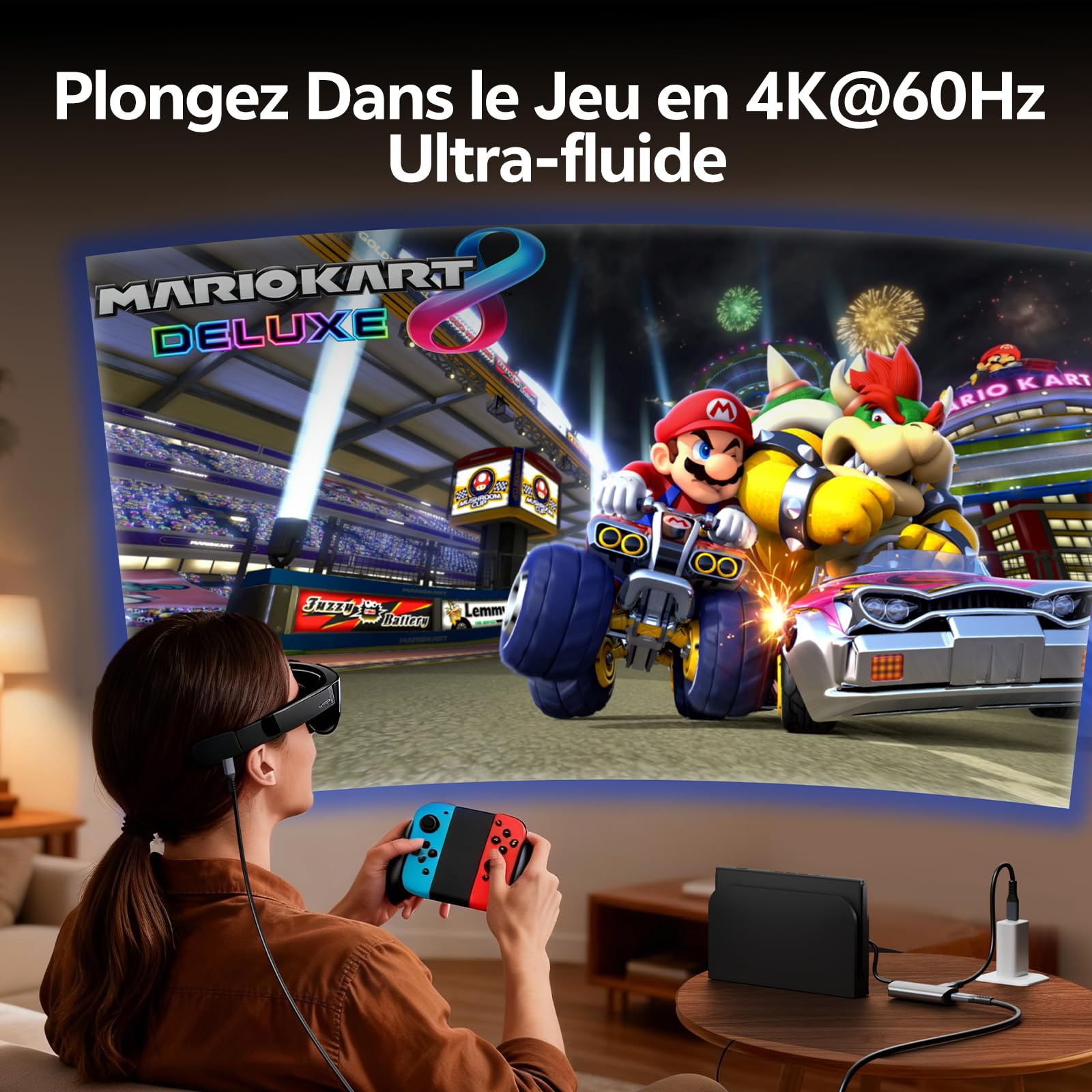 Adaptateur HDMI vers USB-C 4K@60Hz, Unidirectionnel Source HDMI Écran USB-C pour PS5/PS4 Xbox Switch Ordinateur Portable Fire TV Cube vers Lunettes AR XREAL Rokid RayNeo Viture Écran Portable