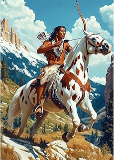 CEOVR Native American Man Diamond Art Kits for Adults, Native American Diamond Painting Dots 5D DIY Full Drill Gem Art, Wall Decor for Home Office 12x16in