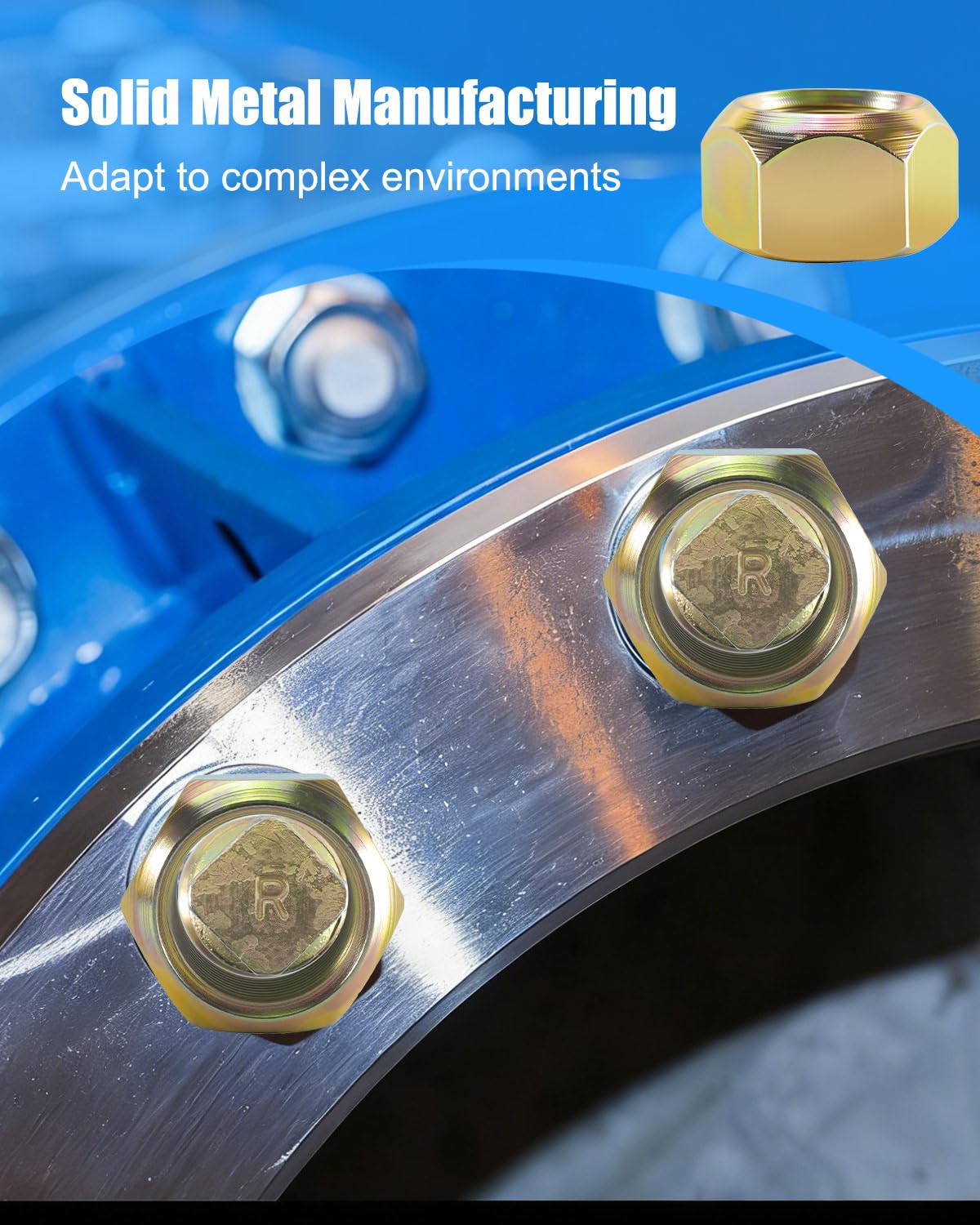 M-126 Outer Stud Piloted Wheel Cap Nuts 1-1/8in-16 Thread and 1-1/2in Hex Fit for Stud-Piloted Wheel Systems Right Hand Thread, 10 Pack