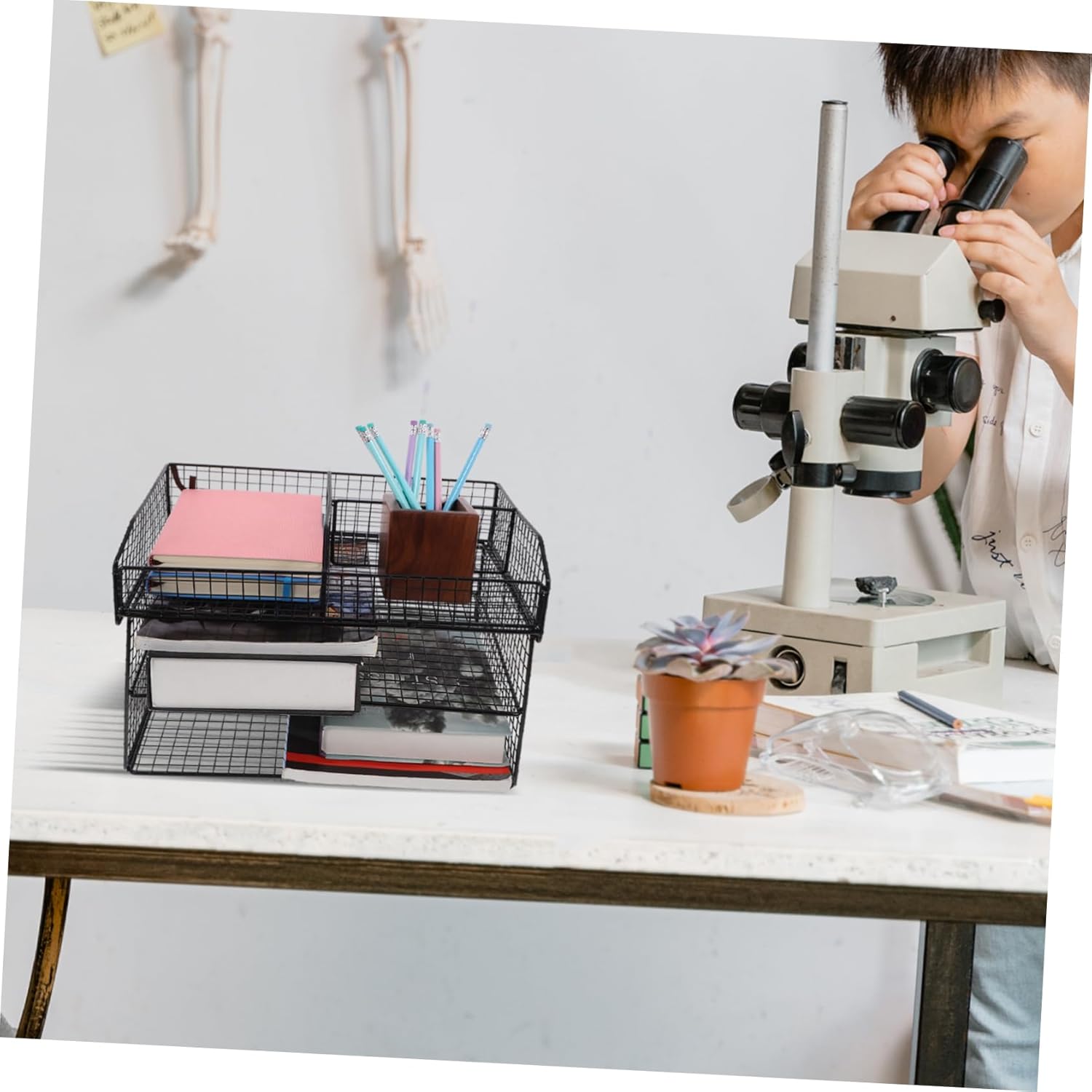 GANAZONO Desktop Book Rack Art Capacity File Organizer for Office and Holder Elegant Desk Organizer for Documents and Stationery Storage