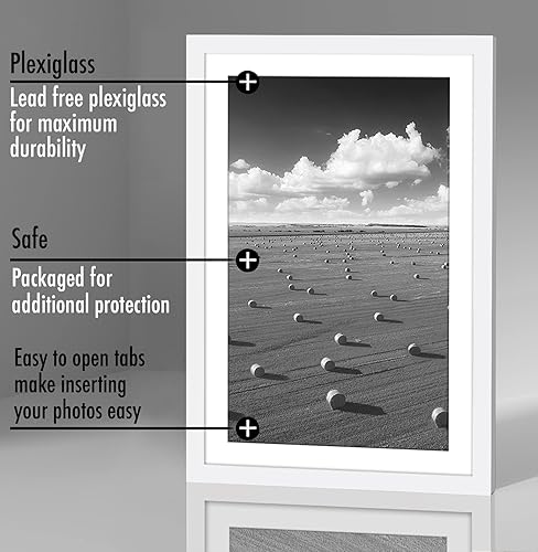 Vista 486 de Americanflat Portarretratos de 5 x 6 pulgadas con plexiglás pulido, juego de 5 portarretratos de 2 x 3 pulgadas con paspartú o para fotos de 5 x 6