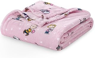 Berkshire Blanket Peanuts® VelvetLoft® Cute Character Snoopy Plush Throw Blanket,Peanuts Valentines Day Cards Pink,Throw 55 in x 70 in (Official Peanuts® Product)