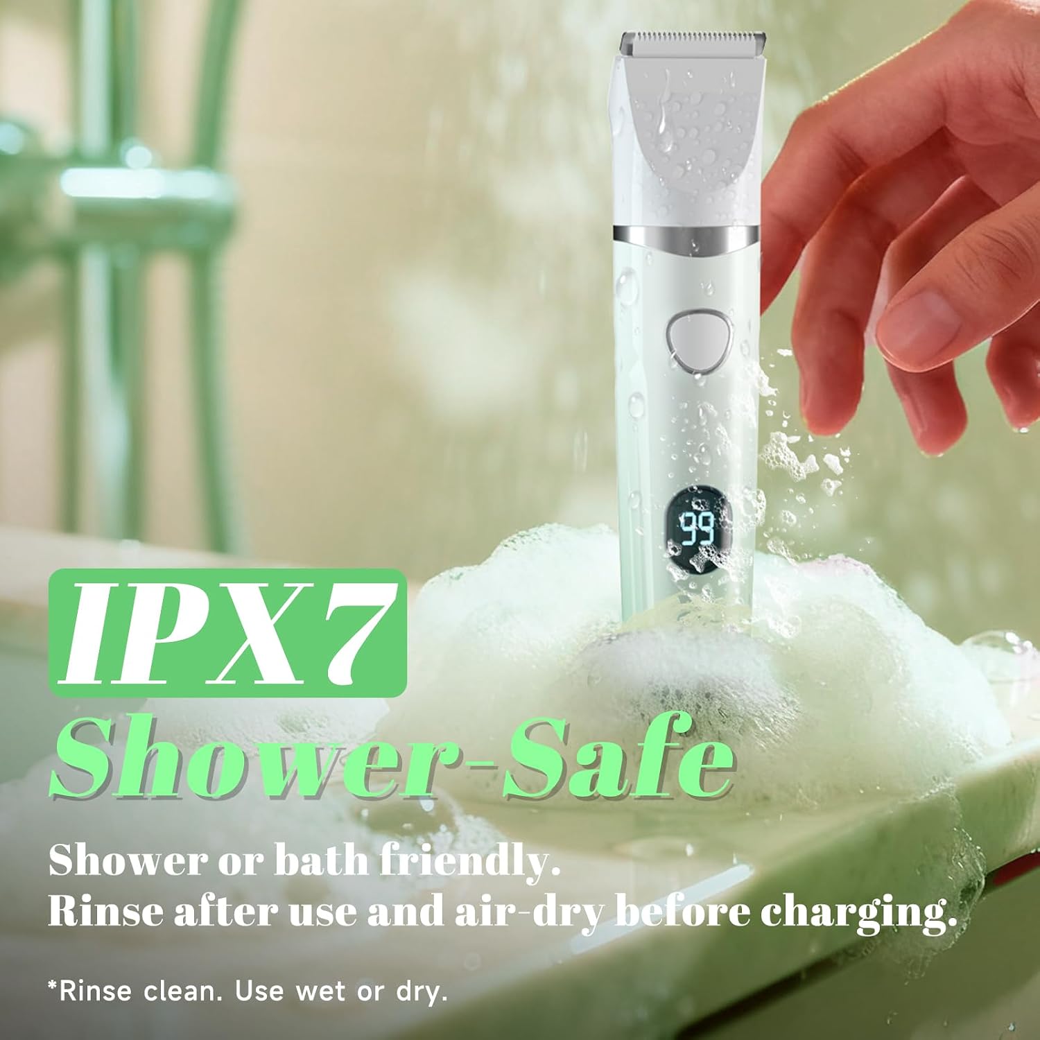 3-in-1 Bikini Trimmer for Women – Electric Razor for Women, Electric Body Hair Trimmer, IPX7 Waterproof, 120-Min Cordless, USB-C, Battery% Display – X3 Soft Mint Ombre