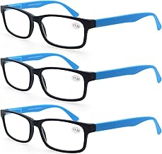 MODFANS 3 Rectangular Reading Glasses for Men/Women with Case