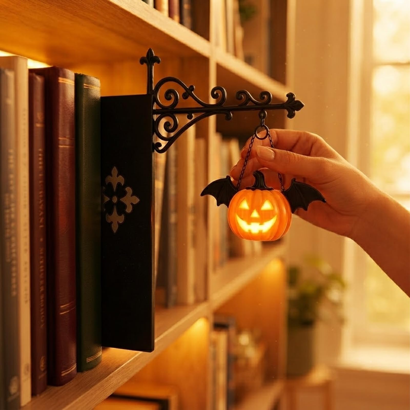 Bookshelf Lantern-Decorative Bookshelf Lighting, Iron Vintage, Warm LED，1*A