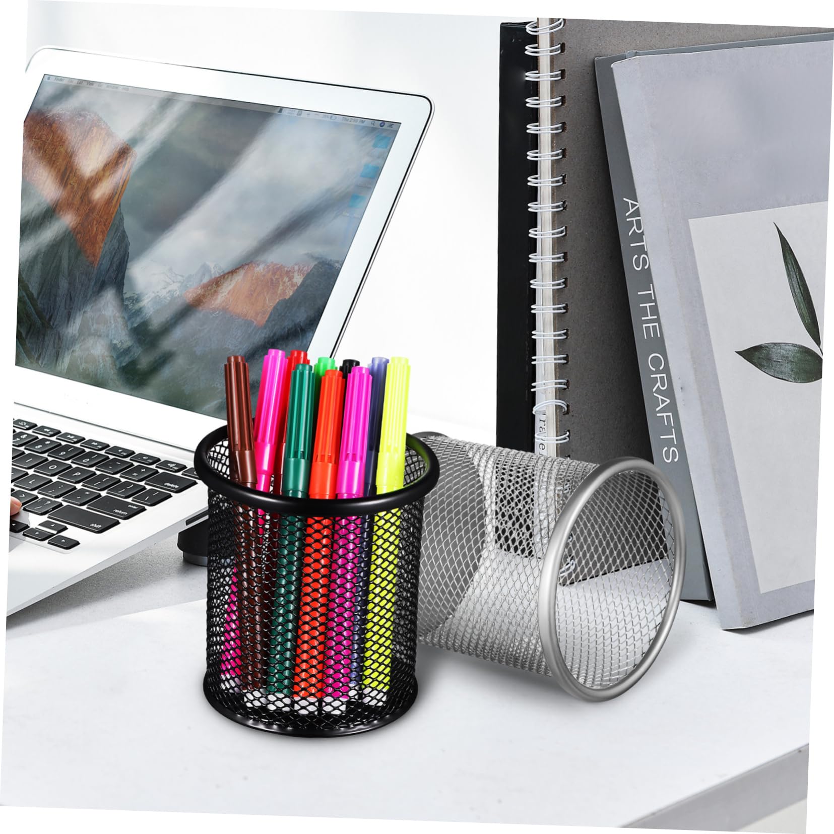 NUOBESTY 4 Set Di Portaoggetti Per Cancelleria Organizer Da Scrivania in Metallo Portapenne in Rete Contenitore Per Matite E Pennelli 2 Pezzi*4