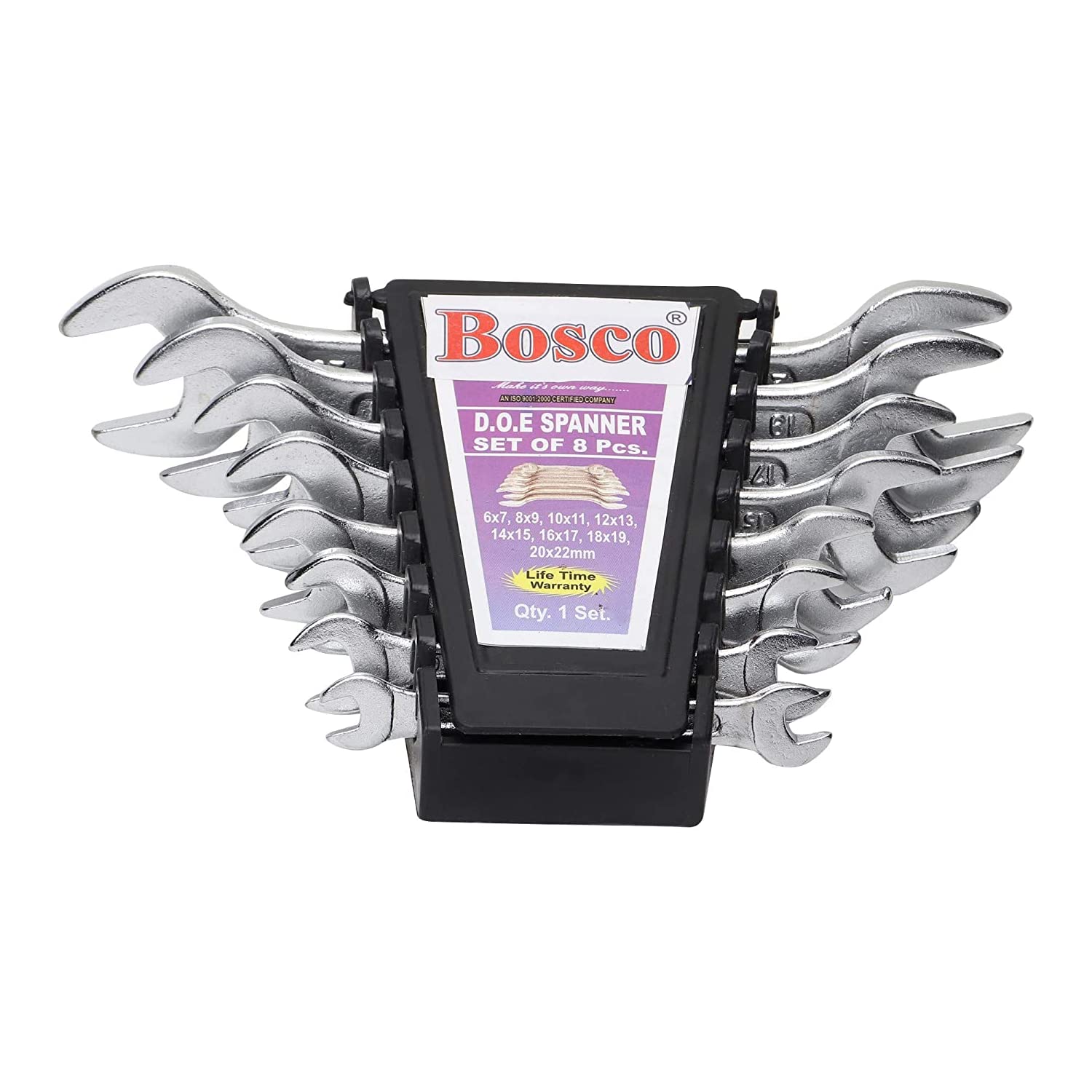 BOSCO Double Open-End Jaw Spanners Wrench (8 pcs in 1) set | Carbon Steel with Rust & Corrosion Resistant Chrome Plating & Satin Finish | Multipurpose DOE Jaw Spanners Tool Kit (B08KD2JJ16) Amazon Price History, Amazon Price Tracker