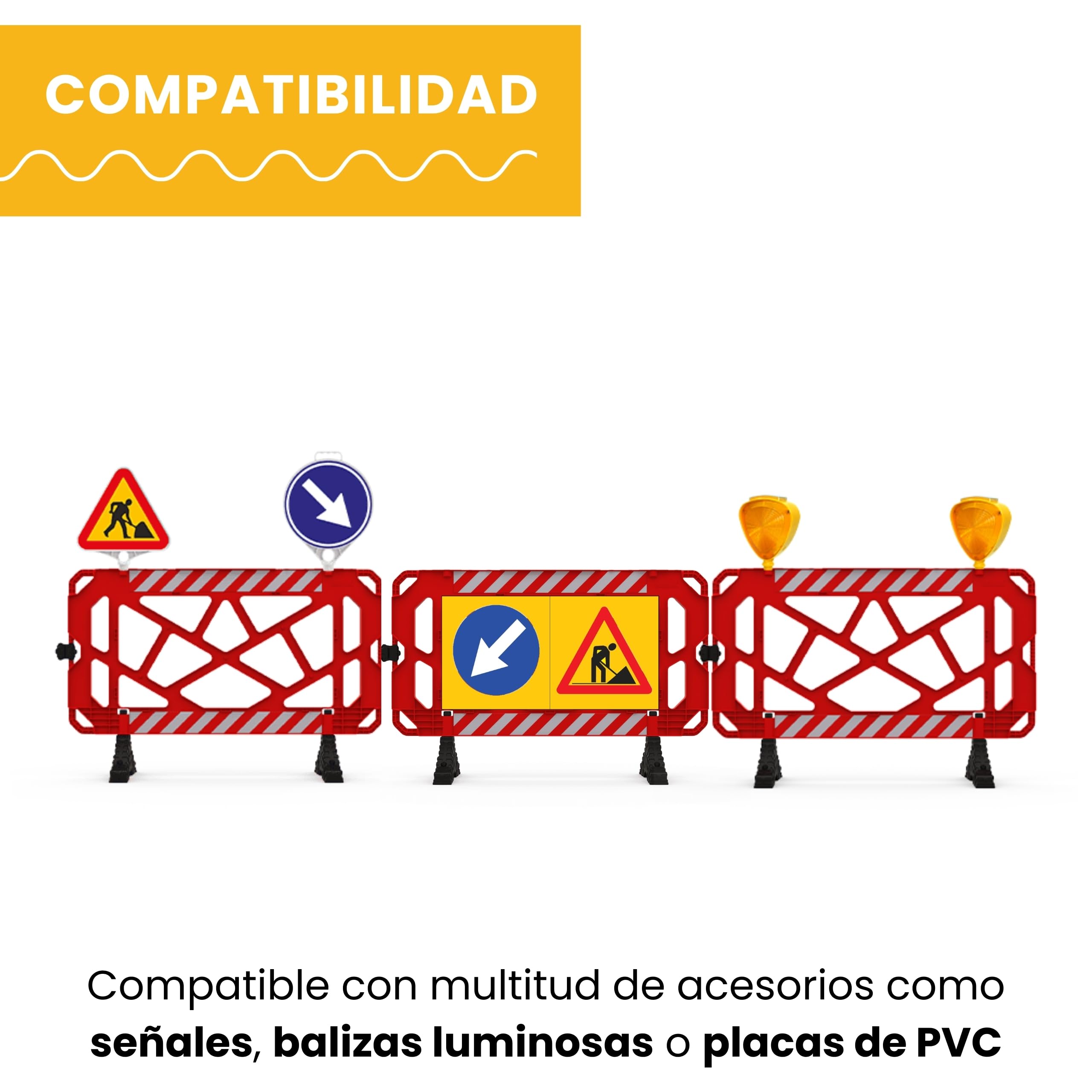 Valla de Obra Peatonal de Plástico 150 cm Rojo 1 Unidad