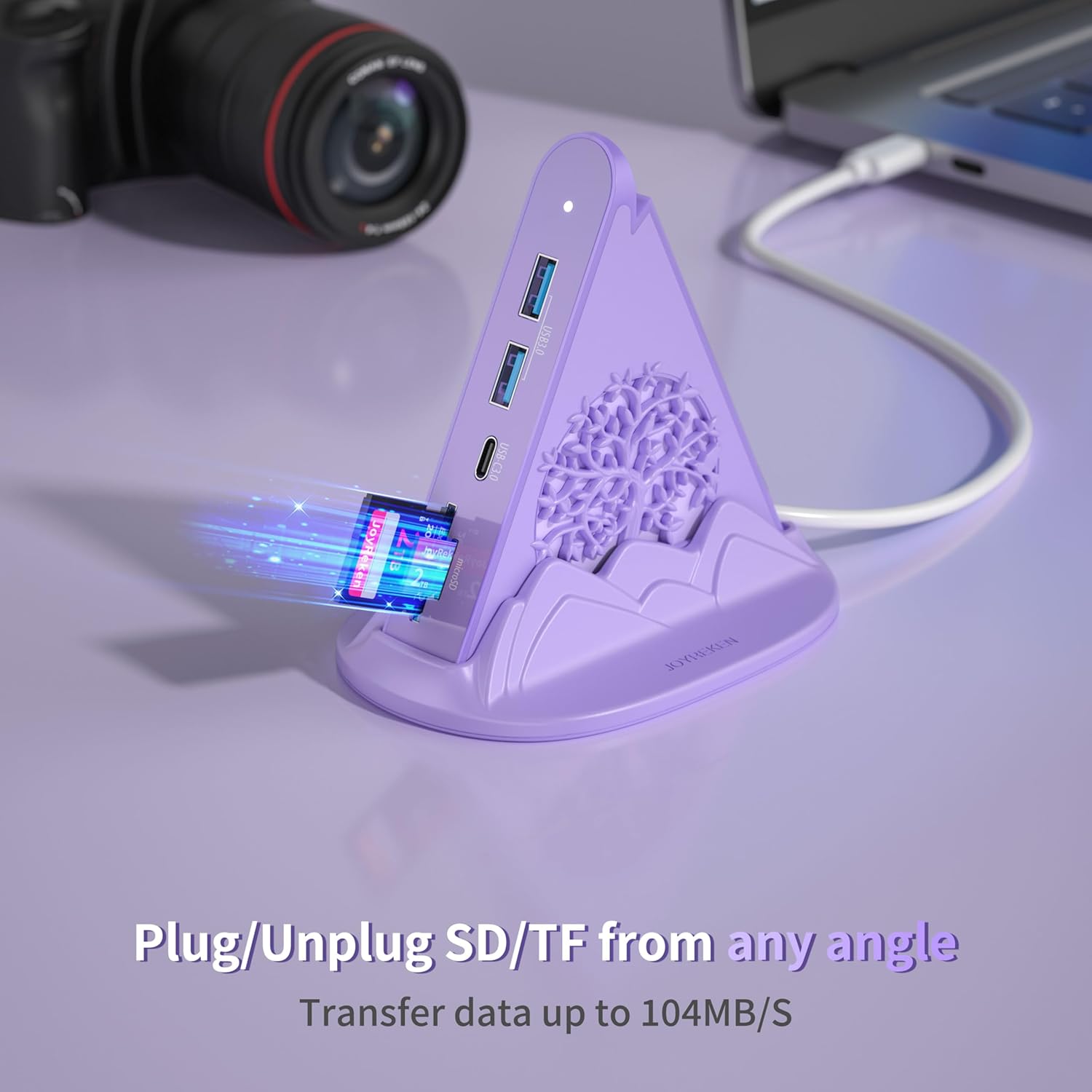 USB C Hub, Purple 8-in-1 Type C Multiport Adapter with 4K@30Hz HDMI, 100W PD, 5Gbps 1xUSB-C, 3xUSB-A 3.0, SD/TF Slots ＆ RGB Lighting, Purple USB Hub for MacBook Air/Pro, iPad, iMac, Surface