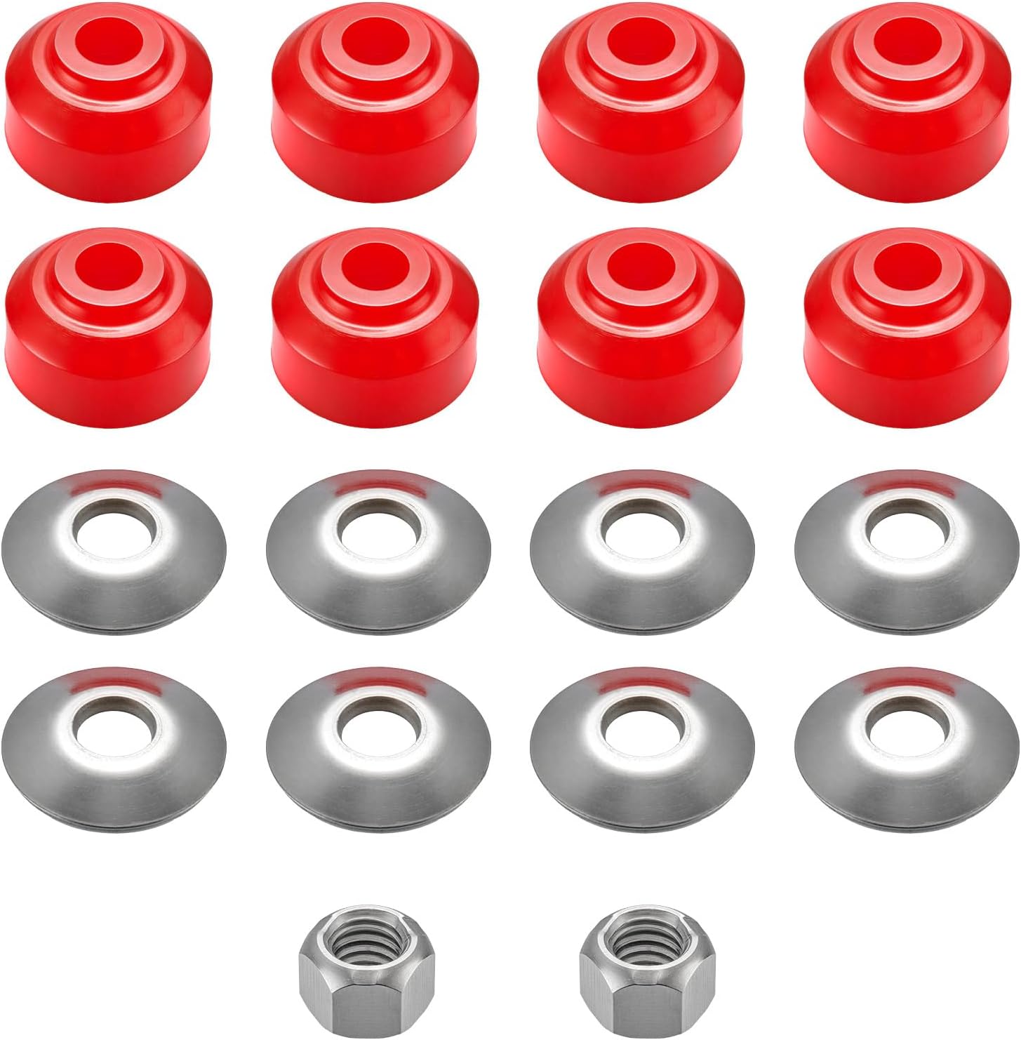 3/8" Universal Sway Bar Bushings Kit,Stabilizer Bar Bushing Repair,Stainless Steel Washers & Nuts,High-Density Flame-Retardant Rubber,Full Repair Kit For PAIR of Links (8Bushings, 8Washers, 2Nuts)