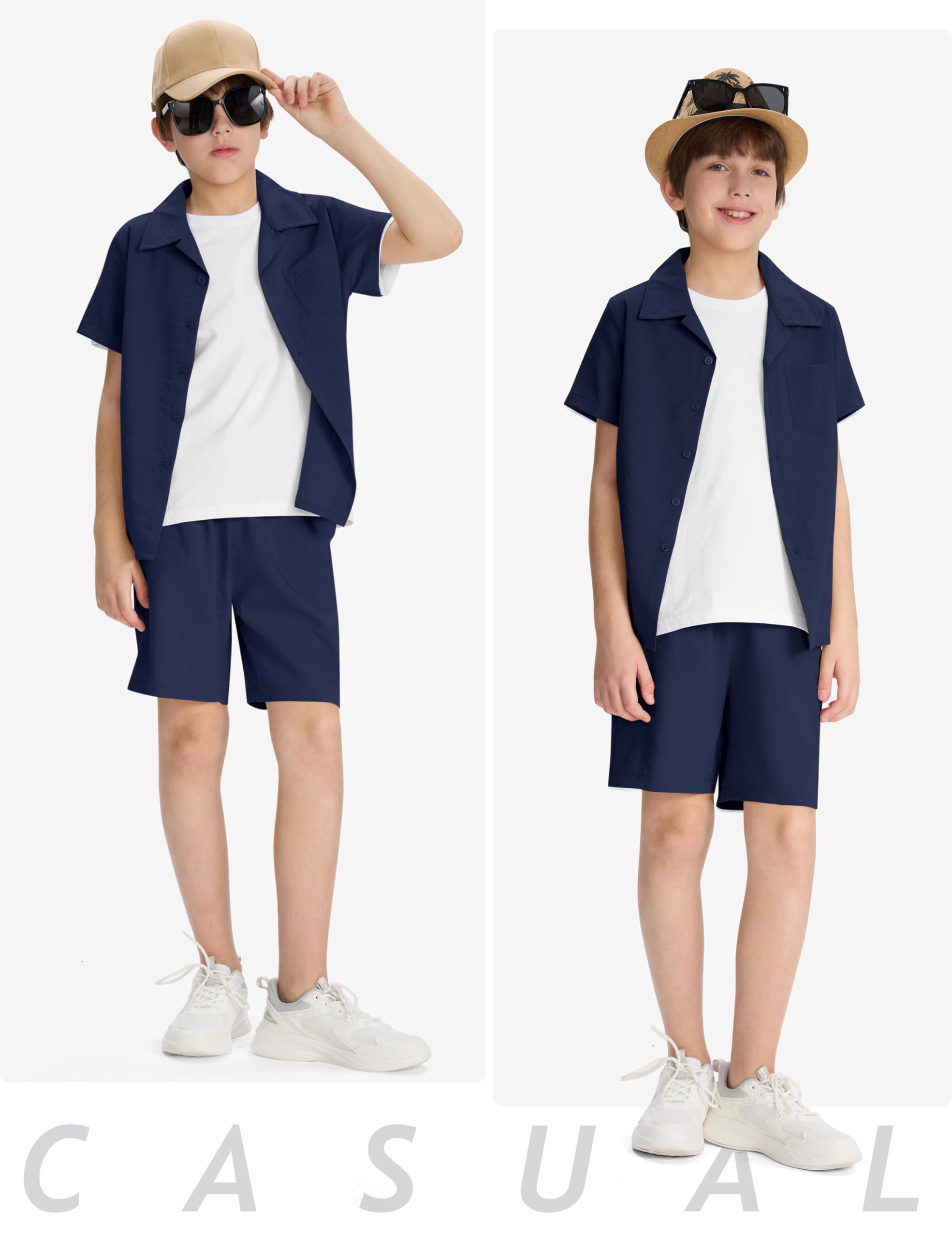 MoFiz Freizeitanzug Trainingsanzug Jungen Bekleidungsset Kurzarm-Hemden Shorts Sommersets Kinder Größe 128-174