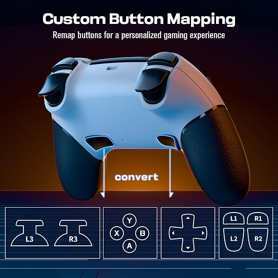 CHEREEKI Wireless Controller for PS4, Compatible with P-S4/Slim/Pro Bluetooth Gamepad Joystick PS4 Remote Control with Paddles Dual Vibration Turbo Six Axis Touch Panel Stereo Headphone Jack White