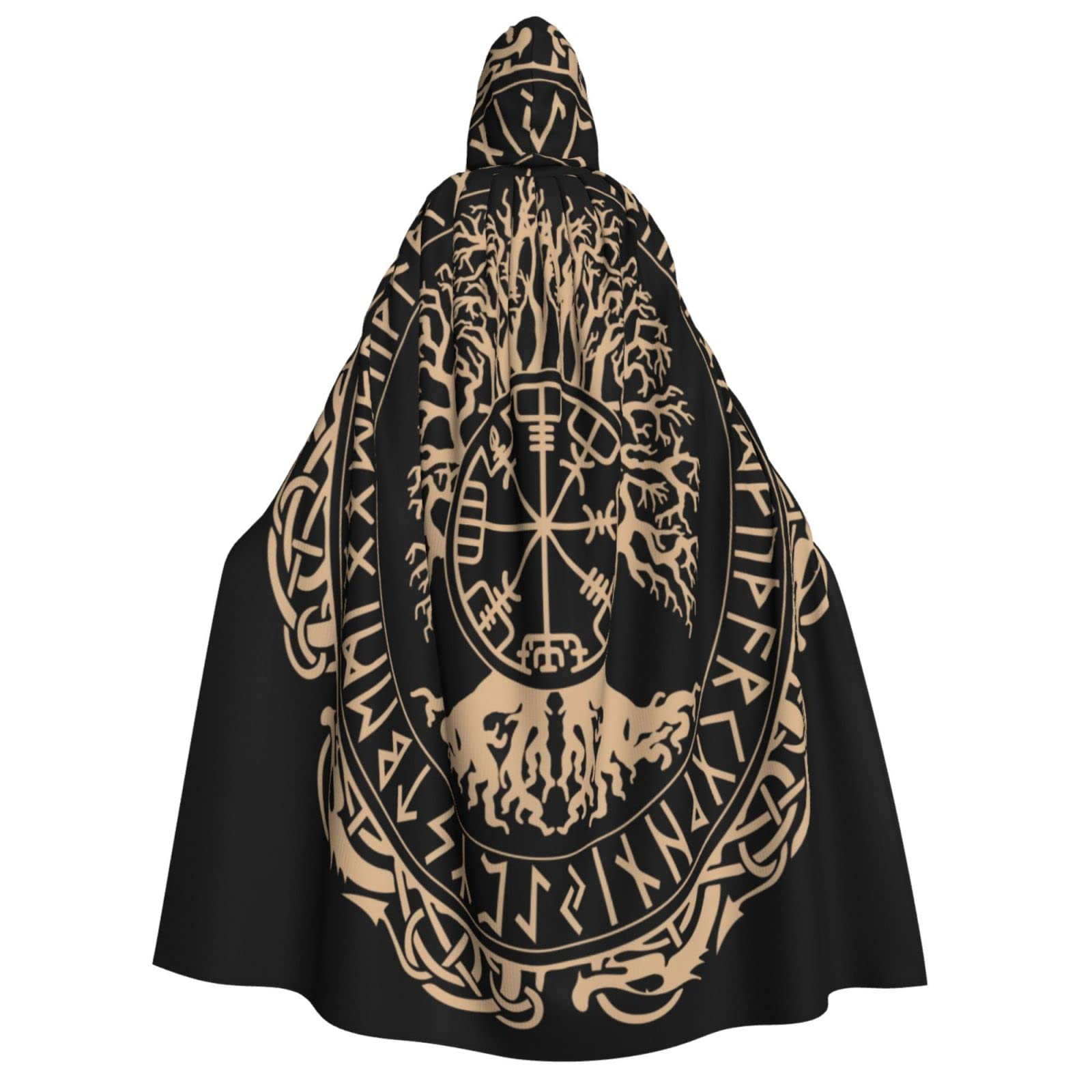Nordic Mythology Viking Odin Symbols Hooded Robe Adult Cloak Long Cape Hoodie For Christmas Halloween Cosplay Costumes