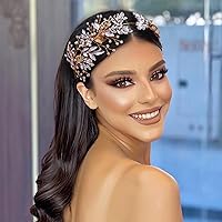 Vista 2 de HONGMEI Tocado de novia para boda, accesorios para el cabello, para novias, diadema de boda con diamantes de imitación para mujeres y niñas (dorado)