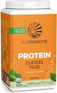 Vegan Organic Protein Powder Plant-based | 5 Superfood Quinoa Chia Seed Soy Free Dairy Free Gluten Free Synthetic Free NON-GMO | Unflavored 30 Servings | Classic Plus by Sunwarrior