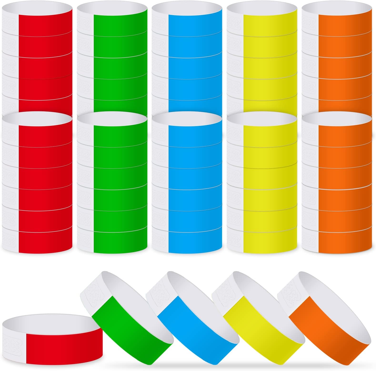 ASTARON Neon Paper Wristbands 500 Pcs - Waterproof Event Bracelets for Clubs, Concerts, Parties - Lightweight Arm Bands