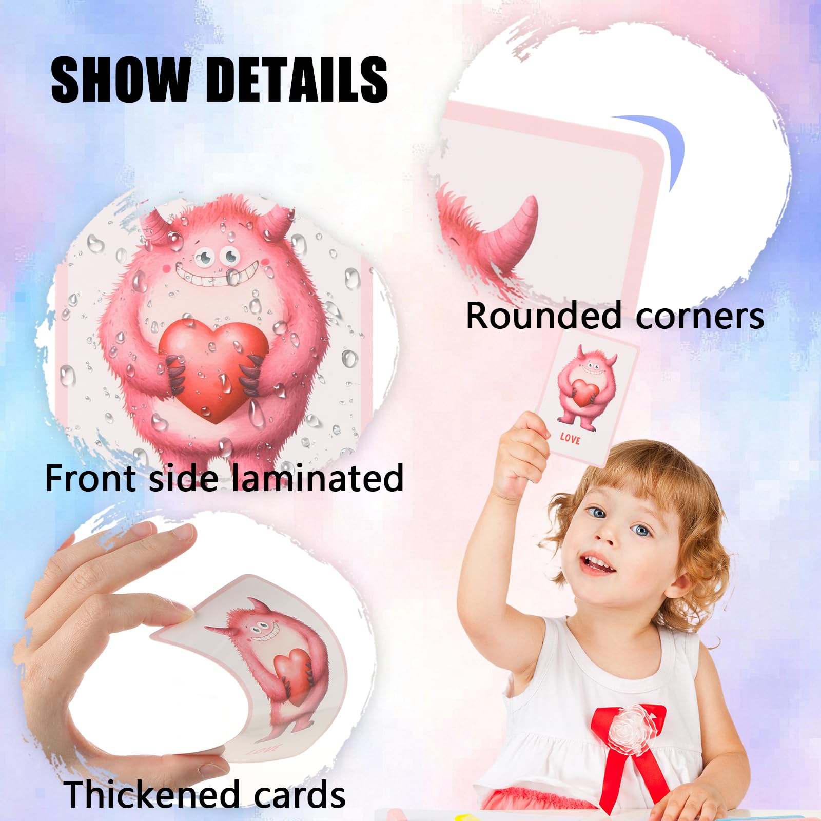 LALASTYLE Exploration Emotion Cards, 32 Monster Emotion Cards & 16 Encouragement Stickers - Image 3