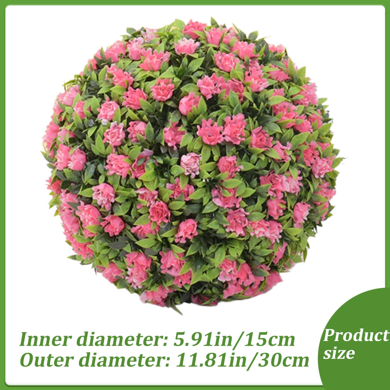 Palline di fiori da 12 pollici in plastica decorativa da appendere in finto bosso topiaria resistente ai raggi UV per la festa di nozze sul balcone del cortile