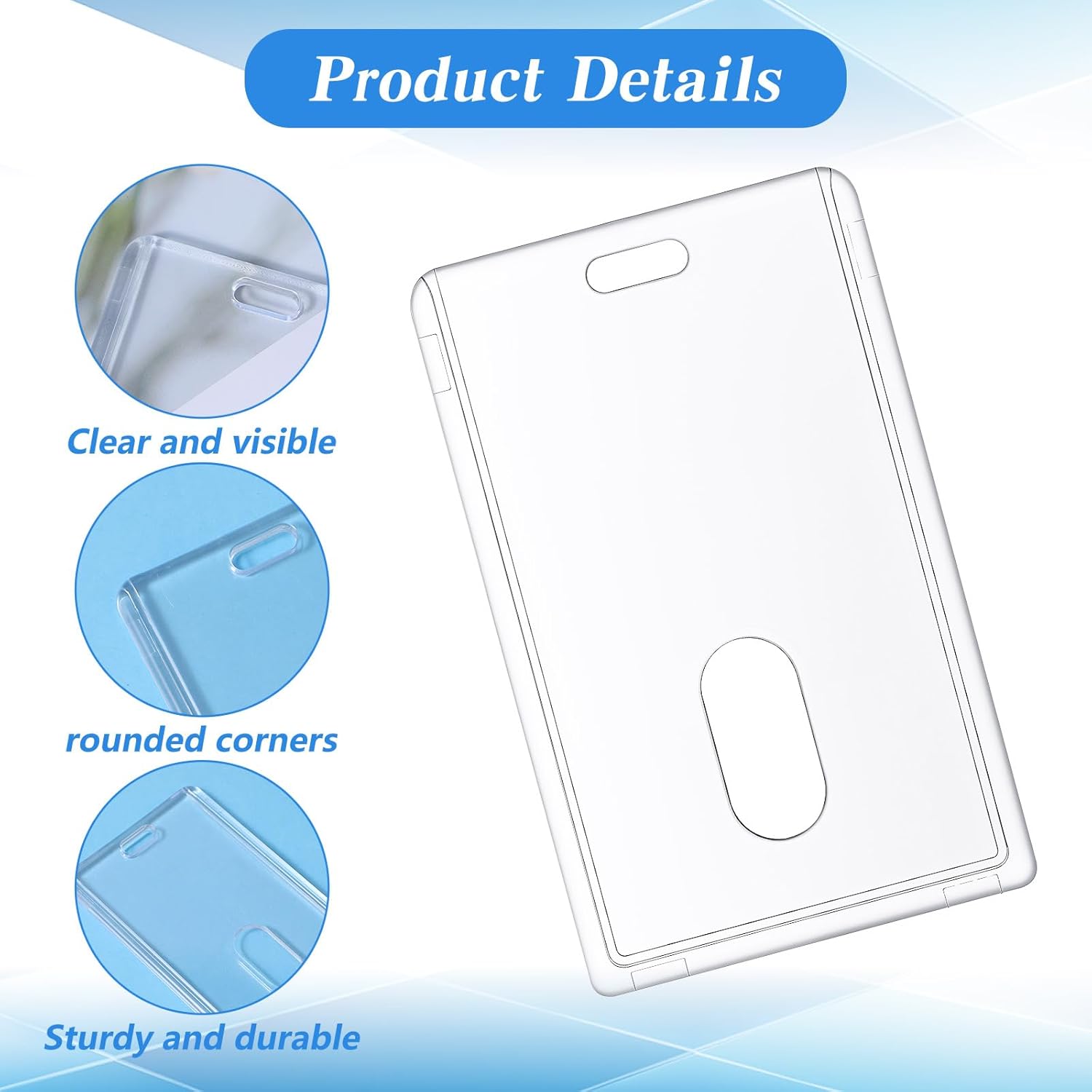 120 Pcs Clear Acrylic ID Card Holders, Heavy Duty Vertical Badge Holders with Thumb Slot Rigid Plastic Card Cover Transparent Badge Protector for Office School - Image 6