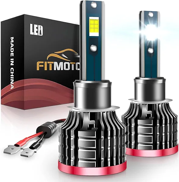 FITMOTORS H1 LED Bulbs,80W 16000 Lumens Bright,6500K Cool White LED Fog Light Halogen Replacement IP68 Waterproof, Pack of 2