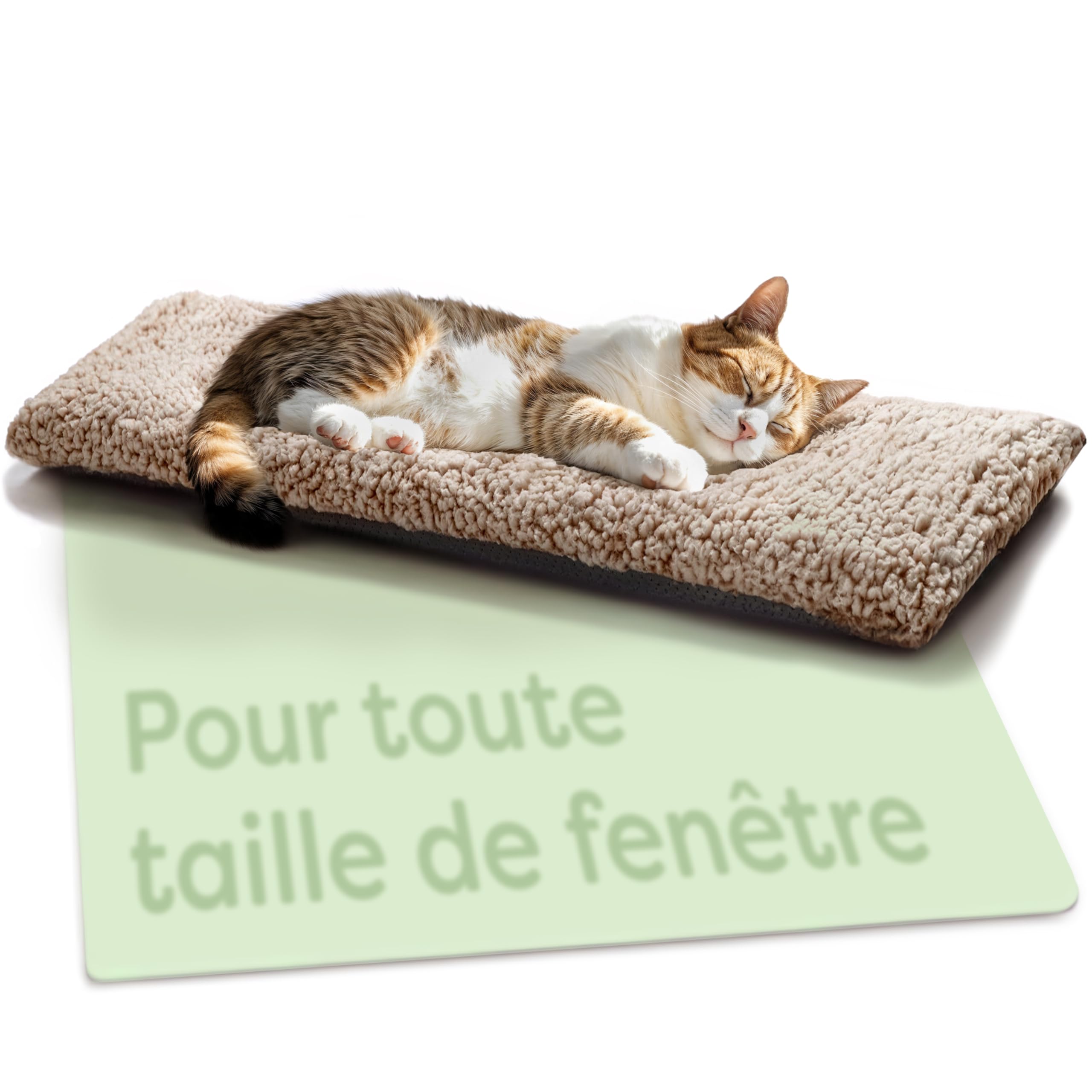 Knupis Coussin de Fenetre pour Chat - Tapis de Lit pour Chats Auto-Chauffante sans Électricité 90x28cm - Douce & Réduction du Brui - Housse Lavable - avec Dessous Non-Glissant (Marron)