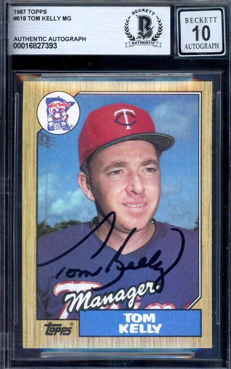 Tom Kelly Gem Mint 10 Beckett BAS Signed 1987 Topps Rookie Autograph - Basketball Autographed Cards