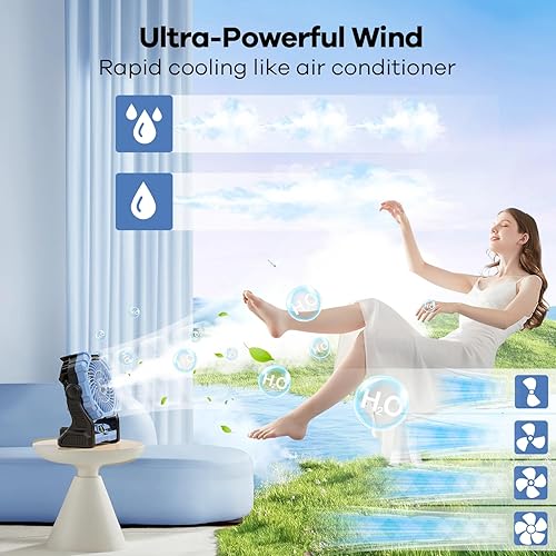 Miniatura 3 de Ventilador de niebla portátil con linterna RGB, ventilador recargable de niebla de campamento de 15000 mAh con batería de emergencia, suministros de