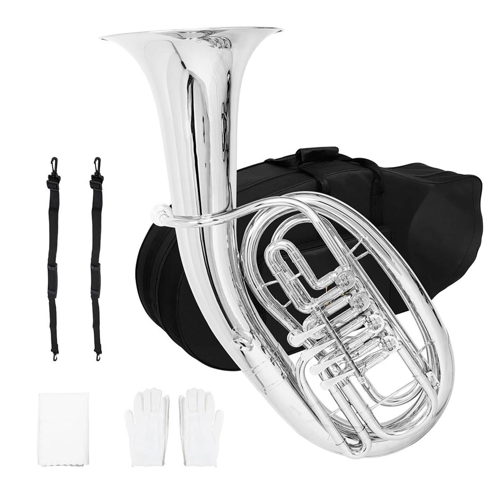 Messing-Euphonium Euphonium Mit Vier Tieferen Tasten Professionelles Blechblasinstrument Komplettem Zubehör(2)