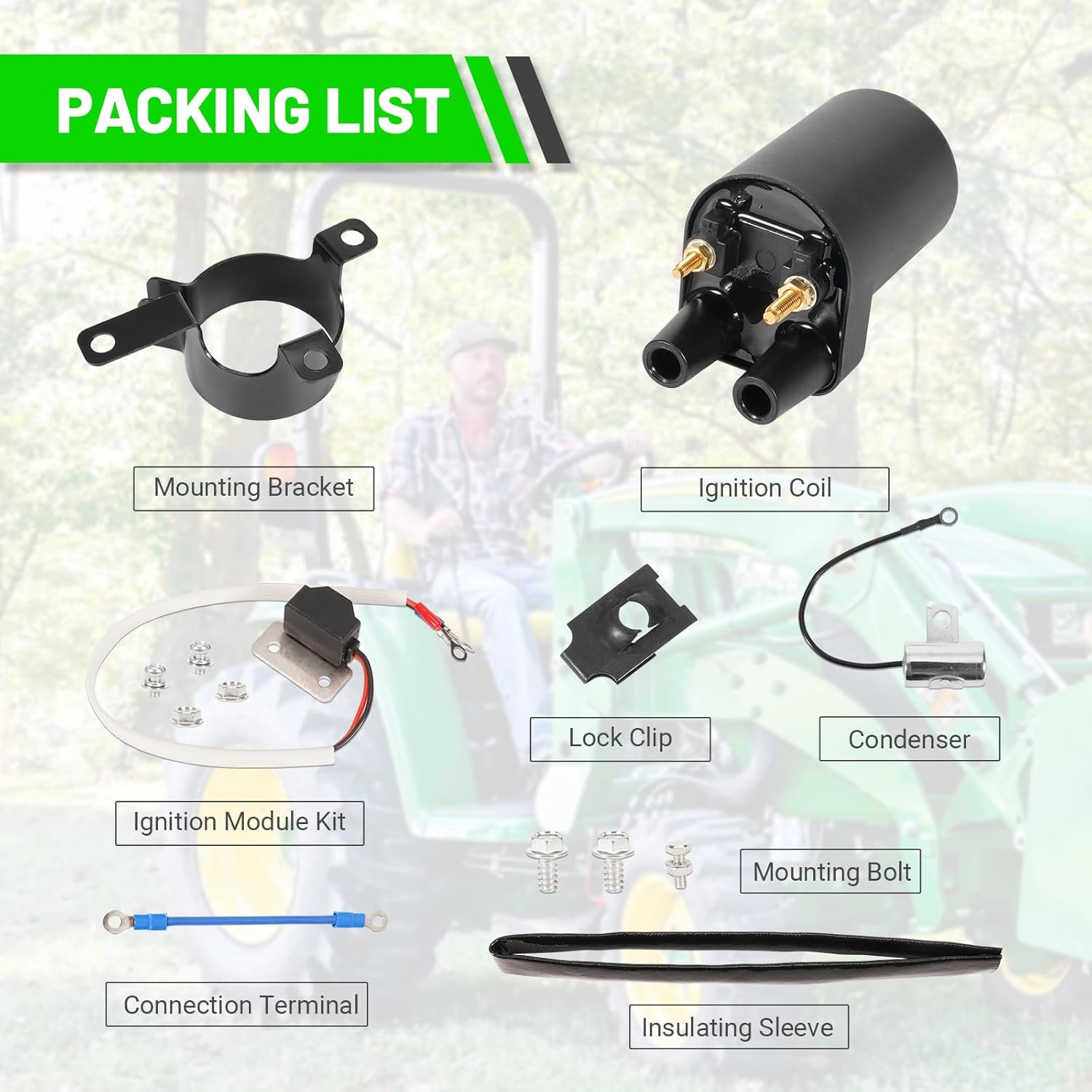 LEAPTREND 166-0820 Ignition Coil Kit with Control Module Fit for John Deere 316 317 318 420 Tractor, Onan P218G P220G P224G BF B43 B48 NHC CCK Engine, Replace 166-0785 166-0767 541-0522, 12v