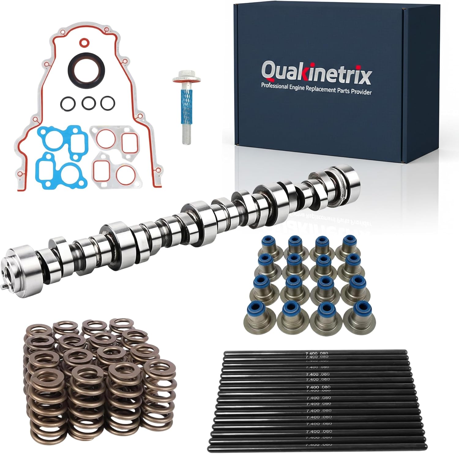 E1840P Sloppy Stage 2 Camshaft Kit w/Valve Spring & Push Rod Timing Cover Gasket Oil Seals For GM Chevy 2005-2017 For Pontiac LS LS1 LS2 LS6 LQ4 LQ9 4.8L 5.3L 5.7L 6.0L 6.2L V8 PAC-1218