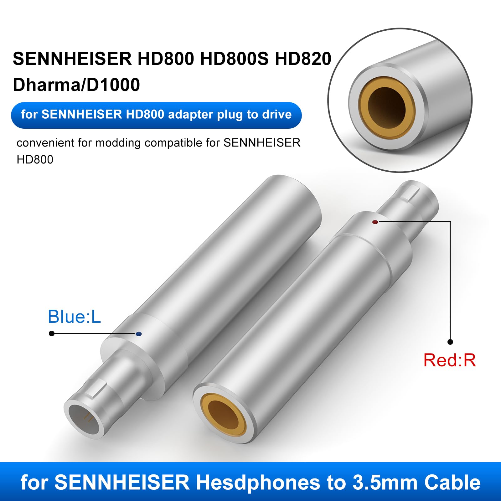 okcsc HD800 maschio a 3,5 mm femmina connettore per cuffie audio senza perdita di lavoro per Sennheiser HD800 HD800S HD820 Dharma D1000 HD600 HD650 HD660S 1 paio