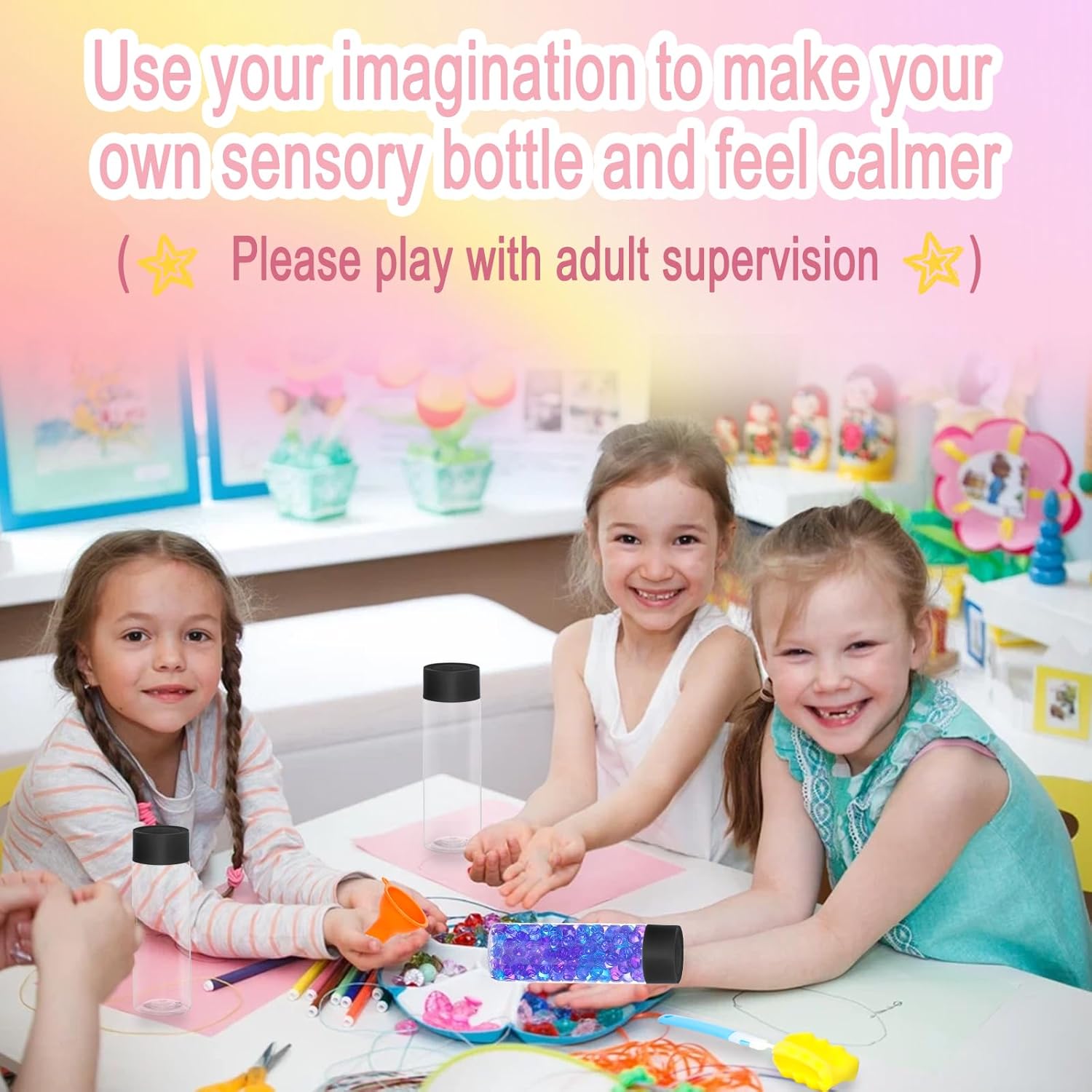 29 Pcs Empty Sensory Bottles With Lids,10 Oz/ 300 Ml Leakproof Clear Plastic Water Bottles Reusable Empty Plastic Bottles For Sensory Crafts Classroom Handmade Party Supply - Image 8