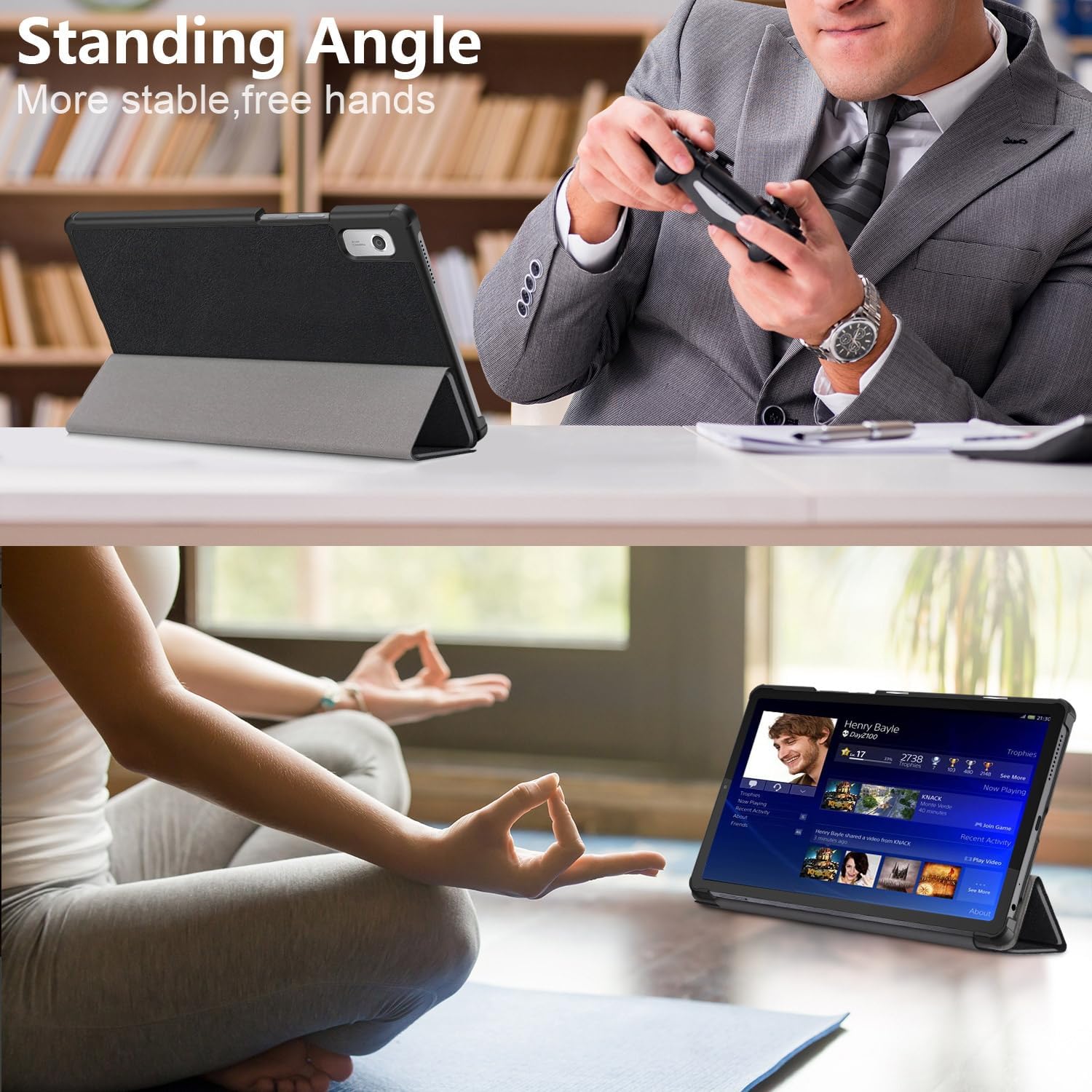 DUEDUE for Lenovo Tab M9 2023 Case, Lenovo Tab M9 9.0 Inch Tablet Case, Slim Tri-Fold Stand Tablet Case Shockproof Cover for Lenovo Tab M9 (TB-310FU) Tablet Black - Image 3