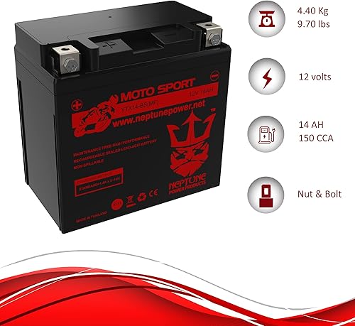 Miniatura 8 de Marca YTX14-BS (MF) Batería Recargable Reemplazo para YUASA YTX14-BS Batería Libre de Mantenimiento