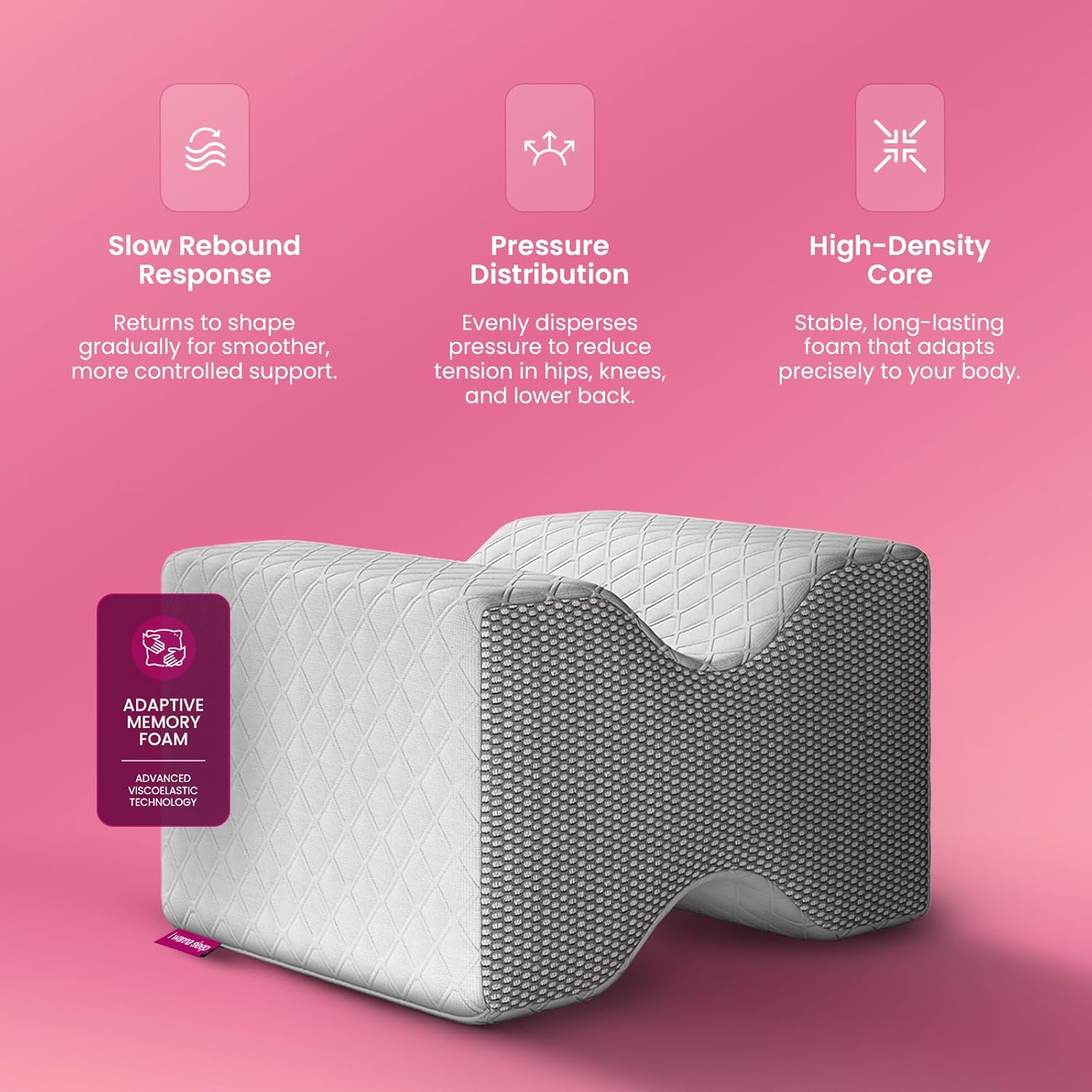 IWS Ergonomic Knee Pillow – Premium Memory Foam for Hip, Leg & Spine Alignment, Sciatica Pain Relief, Cooling Breathable Cover for Side & Back Sleepers