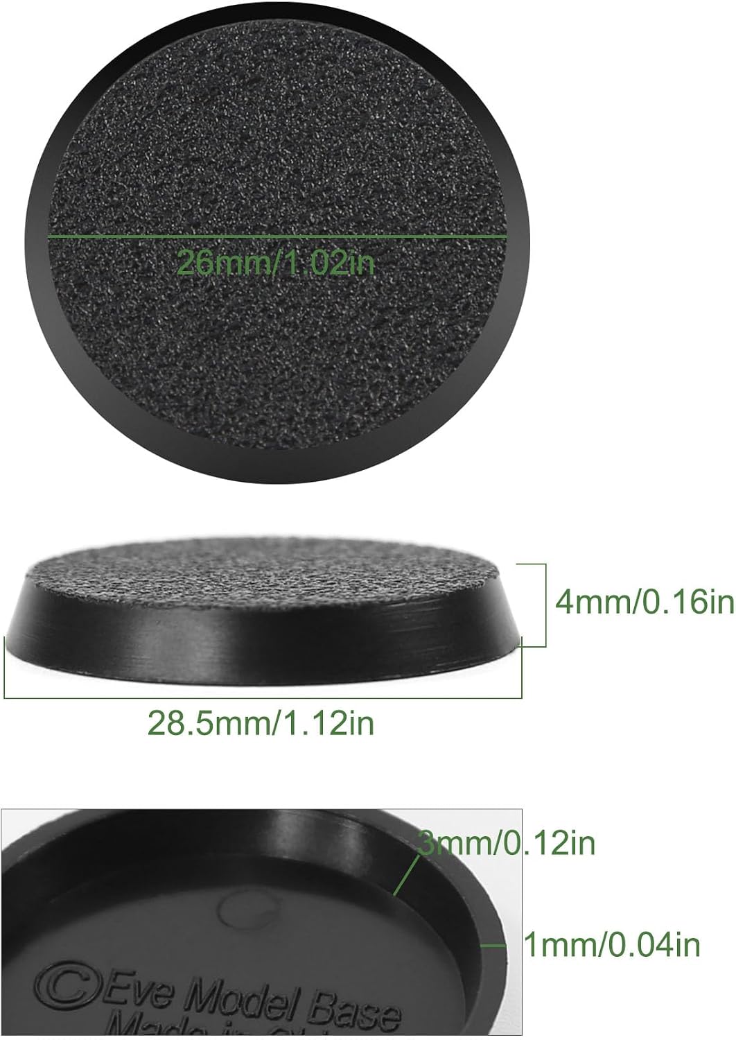 Evemodel Model Bases 28.5mm Round Bases Black Plastic for Wargames Table Games (120 PCS) image 4