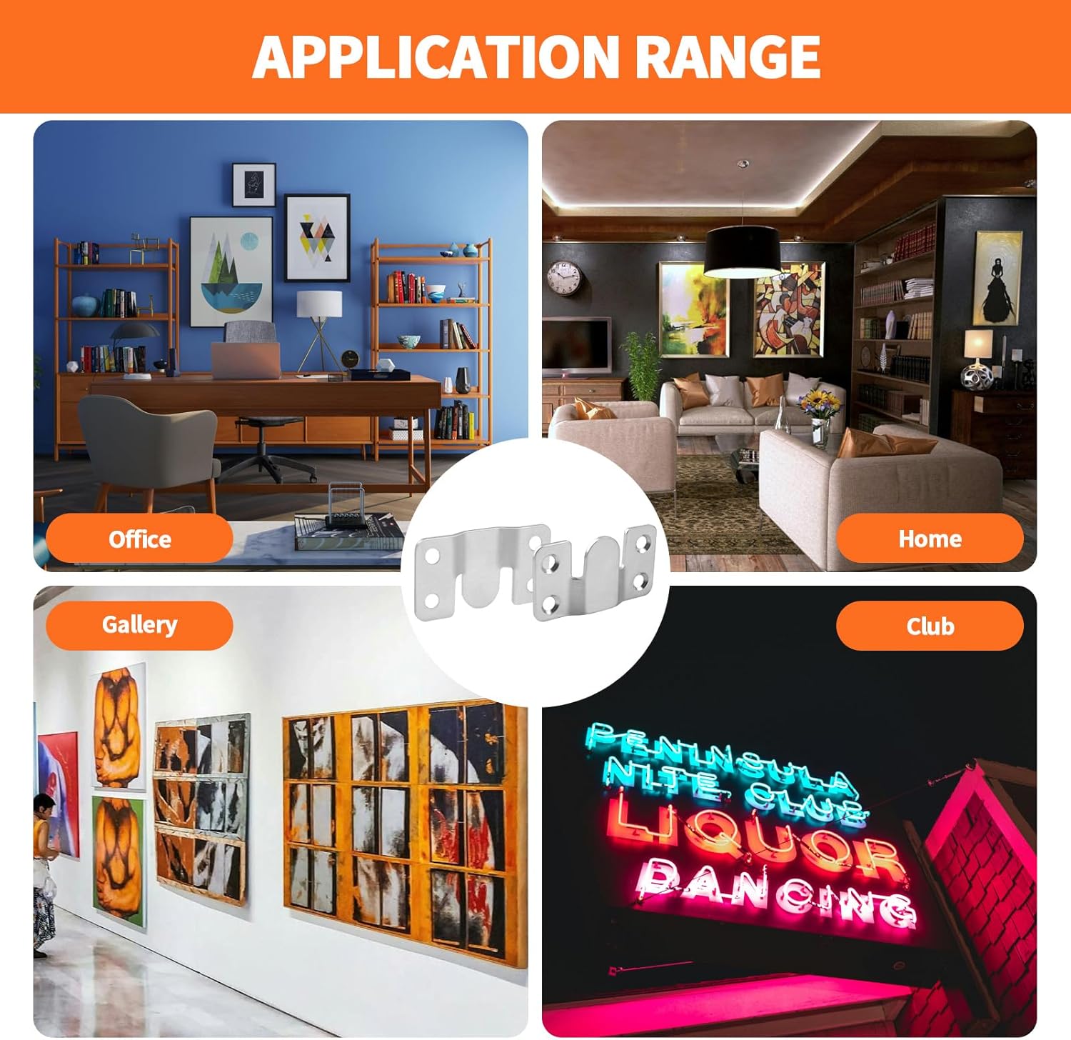 4 Pairs Stainless Steel Flush Mount Bracket, Interlocking Heavy Duty Photo Frame Hook, Interlocking Furniture Connector for Hanging Headboards Large Picture Display Wall Mount Hardware